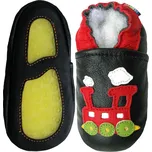 CAROZOO Kožené capáčky s gumovou podrážkou vláček 6-12 měsíců Černá 19,5