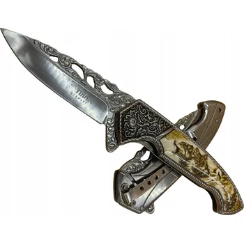 Pracovní nůž Tinnee The Wolves LOVEČECKÝ ZAVÍRACÍ NŮŽ VOJENSKÝ STYLA FINKA 20cm 3D GRAFIKA