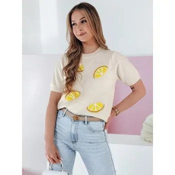 Dámský svetr Dámský oversize svetr s citróny CYTRYNKA béžový