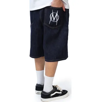 Pánské džíny Kraťasy Mercur Loose Monument Raw Denim Dark Blue - L