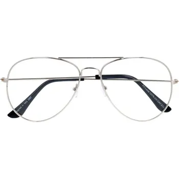 Sluneční brýle Stříbrné čiré brýle pilotky "Aviator"