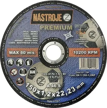 Řezný kotouč NÁSTROJE CZ kotouč řezný 150*1,2mm ocel a nerez IM-1-150-1,2RP PREMIUM