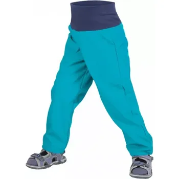 Dívčí oblečení Unuo Batolecí softshellové kalhoty bez zateplení Modrozelená Aqua 92/98 SLIM