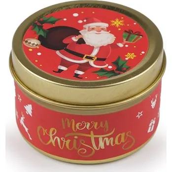 Svíčka Vánoční vonná svíčka v plechovce 60 g - 1 krémová nejsvět. Santa