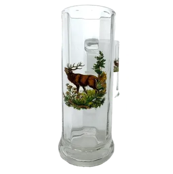 Sklenice Půllitr s motivem jelena skleněný, vysoký