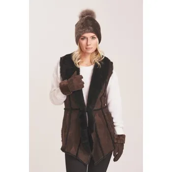 Dámská vesta GEPARD Kožešinová vesta v003 hnědá Velikost: L