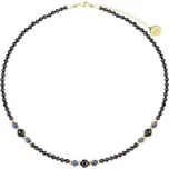 Manoki Luxusní náhrdelník s černými turmalíny a modrými safíry WA752GN Černá 38 cm + 5 cm (prodloužení)