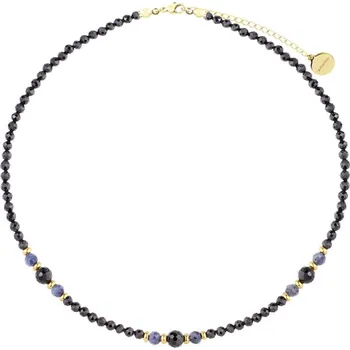 Náhrdelník Manoki Luxusní náhrdelník s černými turmalíny a modrými safíry WA752GN Černá 38 cm + 5 cm (prodloužení)