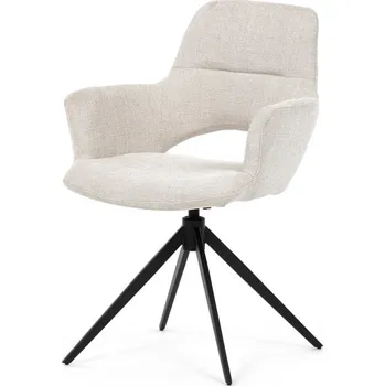 Jídelní židle Otočná jídelní židle LEMTORHAL, krémová látka, černý kov + vyzvednutí ZDARMA