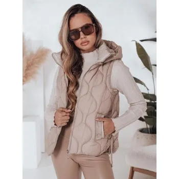Dámská vesta Dámská prošívaná vesta s kapucí MISSVEST tmavě béžová