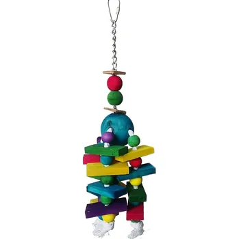 Hračka pro ptáka Hračka s dřevěnou koulí a korálky 13x30cm