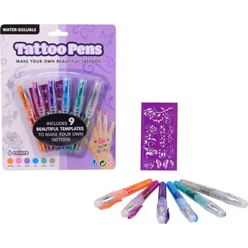 kreativní sada Tetovací pera - 6 per a šablona