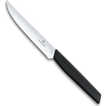 Steakový nůž 12 cm černý SWISS MODERN - Victorinox (Zoubkovaný nůž na steak 12 cm SWISS MODERN černý - Victorinox)