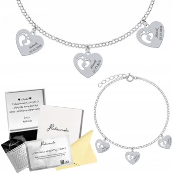 Náramek Stříbrný náramek Srdce Jméno Dítěte 925 Dárek Šperky PŘÁNÍ