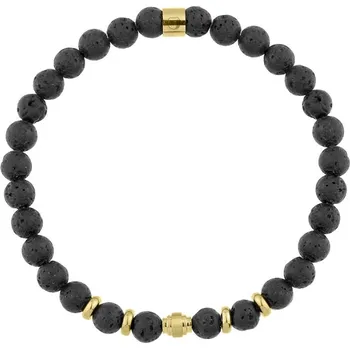 Náramek Manoki Korálkový náramek Renato Gold - 6 mm lávový kámen BA1149GB Zlatá 20 cm