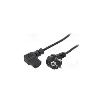 Napájecí kabel Kabel CEE 7/7 (E/F) úhlová vidlice,IEC C13 zásuvka 90° PVC