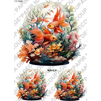 Umělecký papír Rýžový a soft papír na decoupage - Ryby akvarijní - KB01646 Materiál: Soft, Rozměr: A4