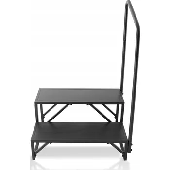 Schůdek Stupínek ke karavanu, 2 schůdky, pevný, s madlem, Ocel slitina