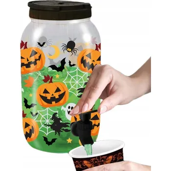 Dávkovač mýdla PLASTOVÁ SKLENICE S DÁVKOVAČ / DISPENZOREM NA NÁPOJE VE TVARU HALLOWEENSKÉ DÝNĚ