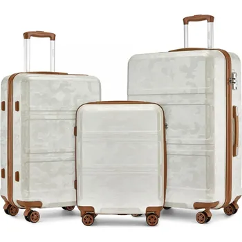 Kono K1871-1L Sada 3 kufry spinner 52/65/75cm Krémová Camouflage ABS