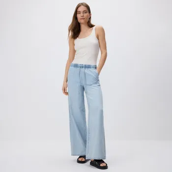 Dámské džíny Reserved - Džíny širokého střihu se šňůrkou - modrá - YT206-05J - YT206-05J-36-2