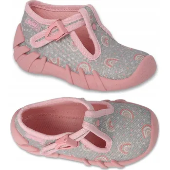 Dívčí obuv Befado dětské papuče na suchý zip růžové, velikost 25