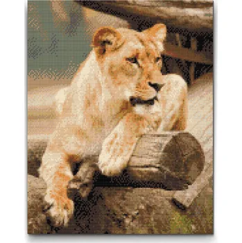 Diamantové malování Diamantové malování - Lvice Velikost: 30x40cm, Rámování: Pouze srolované plátno, Diamanty: Čtvercové