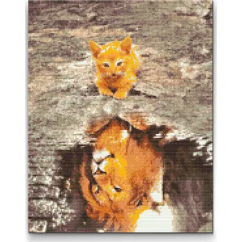 Diamantové malování Diamantové malování - Kotě nebo lev Velikost: 30x40cm, Rámování: Pouze srolované plátno, Diamanty: Kulaté