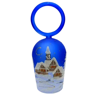 Svícen Skleněný zvonek modrý malovaný