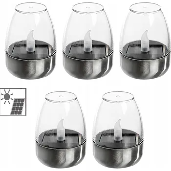 Svíčka Solární lampa zapichovací 6SP0165 stříbrná 9 cm 5 ks