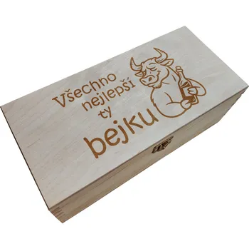 Dárková krabička Wood engraved Dřevěná krabička všechno nejlepší ty bejku Velikost krabičky: Krabička krátká