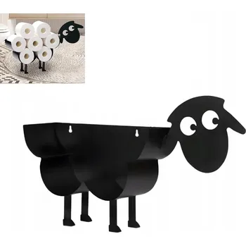 STOJAN DRŽÁK NA TOALETNÍ PAPÍR OVCE BERAN ČERNÝ KOVOVÝ NA NĚKOLIK ROLÍ