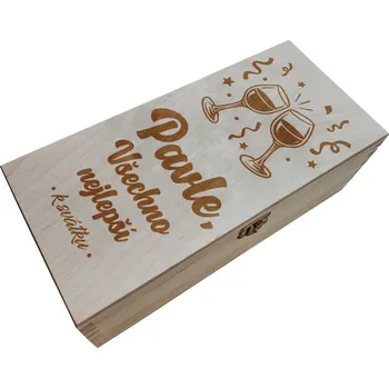 Dárková krabička Wood engraved Dřevěná krabička všechno nejlepší k svátku Velikost krabičky: Krabička krátká