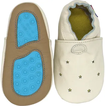 Capáčky CAROZOO Kožené capáčky s gumovou podrážkou perforované bílé 12-18 měsíců Bílá 21,5