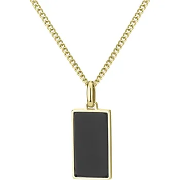 Náhrdelník Manoki Pánský náhrdelník s černým achátem Vito Gold - chirurgická ocel WA825G Zlatá 55 cm