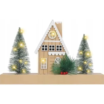 Vánoční dekorace Dřevěná vánoční dekorace s LED osvětlením, Domeček Stromeček