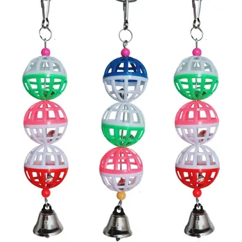 Hračka pro ptáka Plastová barvné balónky s rolničkou 15cm