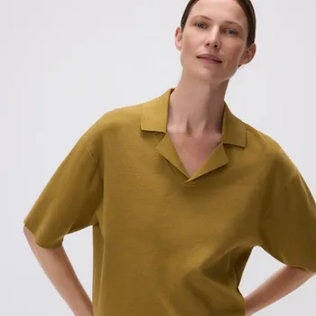 Dámský svetr Reserved - Halenka s límečkem - teplá olivová - 022GS-19X - 022GS-19X-M