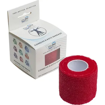 Kine-MAX Cohesive Elastic Bandage - Elastické samofixační obinadlo (kohezivní) 5cm x 4,5m - červené Samofixační elastické obinadlo pro spolehlivou a pohodlnou fixaci