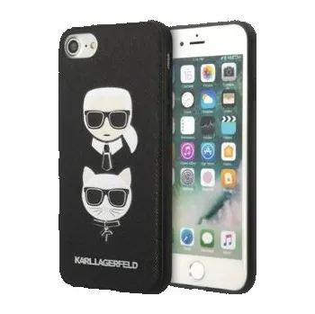 Mobilní telefon Karl Lagerfeld Saffiano Karl & Choupette Heads - pouzdro pro iPhone SE 2022 / SE 2020 / 8 / 7 (černá)