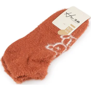 Deštník Dámské / dívčí ponožky teplé kotníkové terakota 1 pár