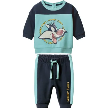 Chlapecká tepláková souprava s BIO bavlnou, 2dílná (navy modrá / tyrkysová, 62/68)