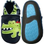 CAROZOO Kožené capáčky s gumovou podrážkou krokodýlem 6-12 měsíců Modrá 19,5