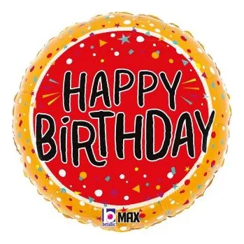 Balónek Kruh - červený HB konfety 18"/46cm fóliový balónek nafukovací