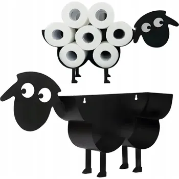 STOJAN DRŽÁK NA TOALETNÍ PAPÍR OVCE BERAN ČERNÝ KOVOVÝ NA NĚKOLIK ROLÍ