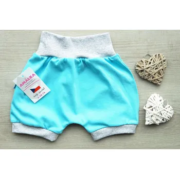 AMÁLKA Bavlněné, letní kraťasy, tyrkysové Velikost: 56-62