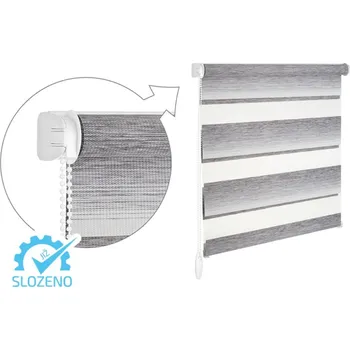 Roleta ZEBRA-SHOP Roleta DEN A NOC / KOMPLET / RAINBOW / BÍLO-ŠEDÁ / BH 3105 Výška: 220, Šířka: 35, Strana ovládání: vlevo