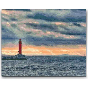 Diamantové malování Diamantové malování - Červený maják Velikost: 30x40cm, Rámování: Pouze srolované plátno, Diamanty: Čtvercové
