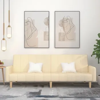 Pohovka zahrada-XL 2místná rozkládací pohovka krémová textil 375761