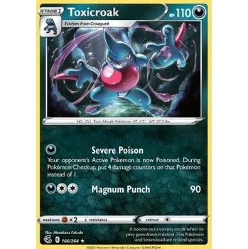 Volný čas Pokémon FST 166/264 Toxicroak - Fusion Strike Stav: Near Mint, Verze: NORMAL